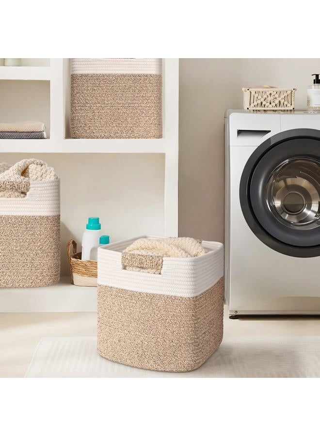 Degeyoyo 13 Inch Storage Cubes, 3 Pack Cube Storage Bins for Organizing, Cotton Rope Woven Baskets for Shelves, Bathroom, Kids Room, Closets, Baby Nursery - Image 5