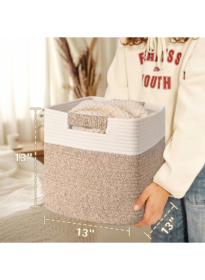 Degeyoyo 13 Inch Storage Cubes, 3 Pack Cube Storage Bins for Organizing, Cotton Rope Woven Baskets for Shelves, Bathroom, Kids Room, Closets, Baby Nursery - Image 4