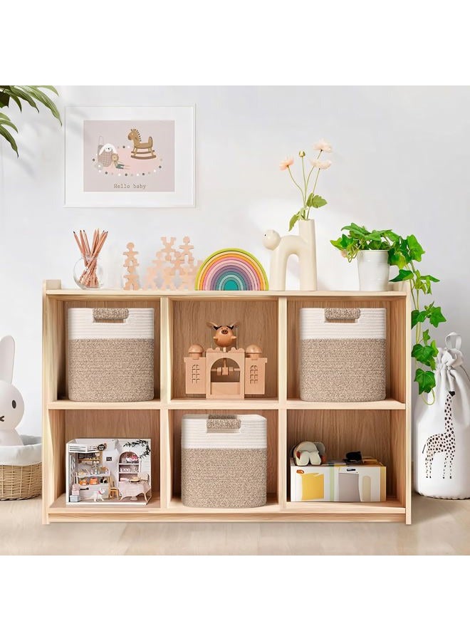 Degeyoyo 13 Inch Storage Cubes, 3 Pack Cube Storage Bins for Organizing, Cotton Rope Woven Baskets for Shelves, Bathroom, Kids Room, Closets, Baby Nursery - Image 2
