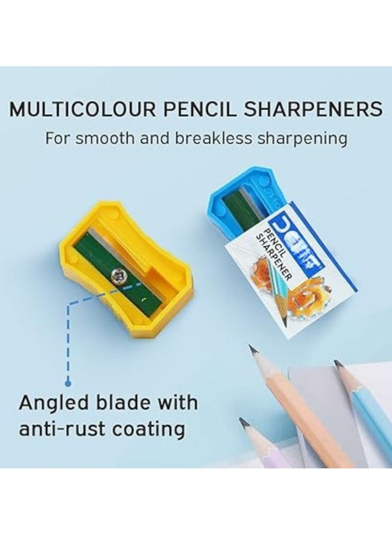 DOMS 2 Pieces Multicolor Pencil Sharpener with Anti-Rust Slanted Blade. - Image 3