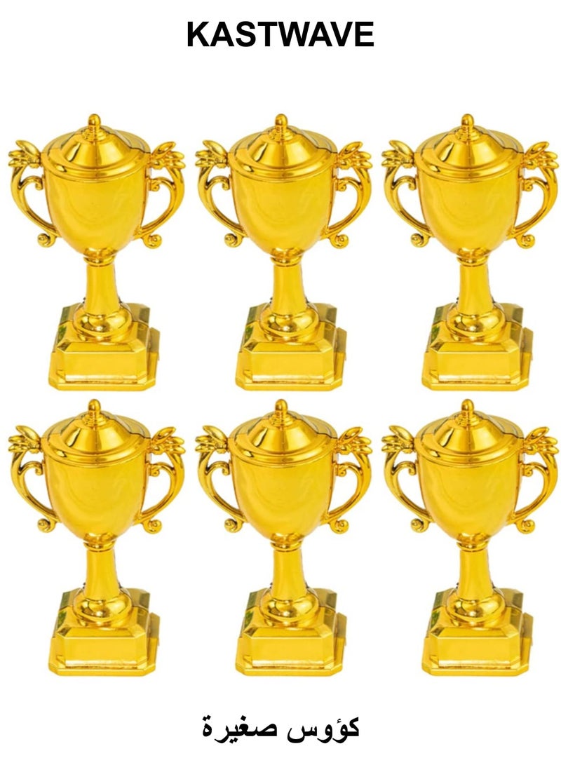 KASTWAVE Prize Trophies Decor for Kids, 6 Pcs Mni Plastic Child Cake Sports Ball Models Events Trophies, Miniature Toys Tournaments Trophy Kids Mini Trophy Personal Trophy Mini Trophies Child - Image 1