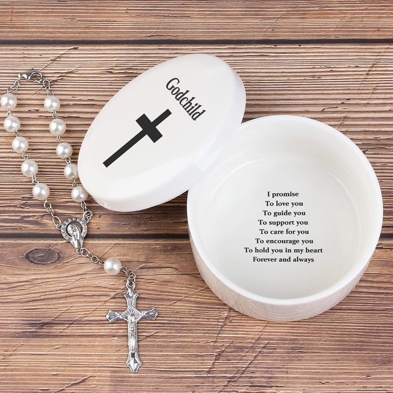 kullder Baby BaptismDedicationChristening Keepsake Baptism Gift for Boy Girl from Godparents Precious Moments Girl Boy With Praying Cross Godchild Baptism Baby Shower Godchild Christmas from Godmother - Image 3