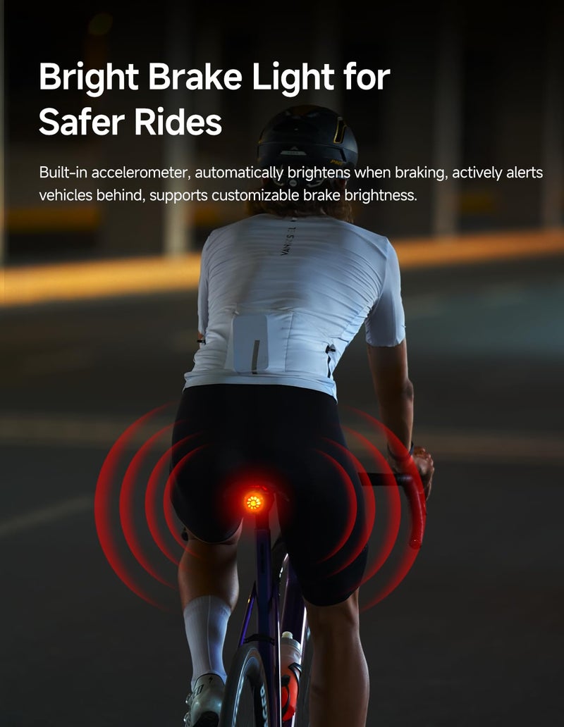 iGPSPORT TL50 Smart Bike Tail Light, Brake Parking Warning Shimano Control Bluetooth Rechargeable Rear Bike Light - Image 4