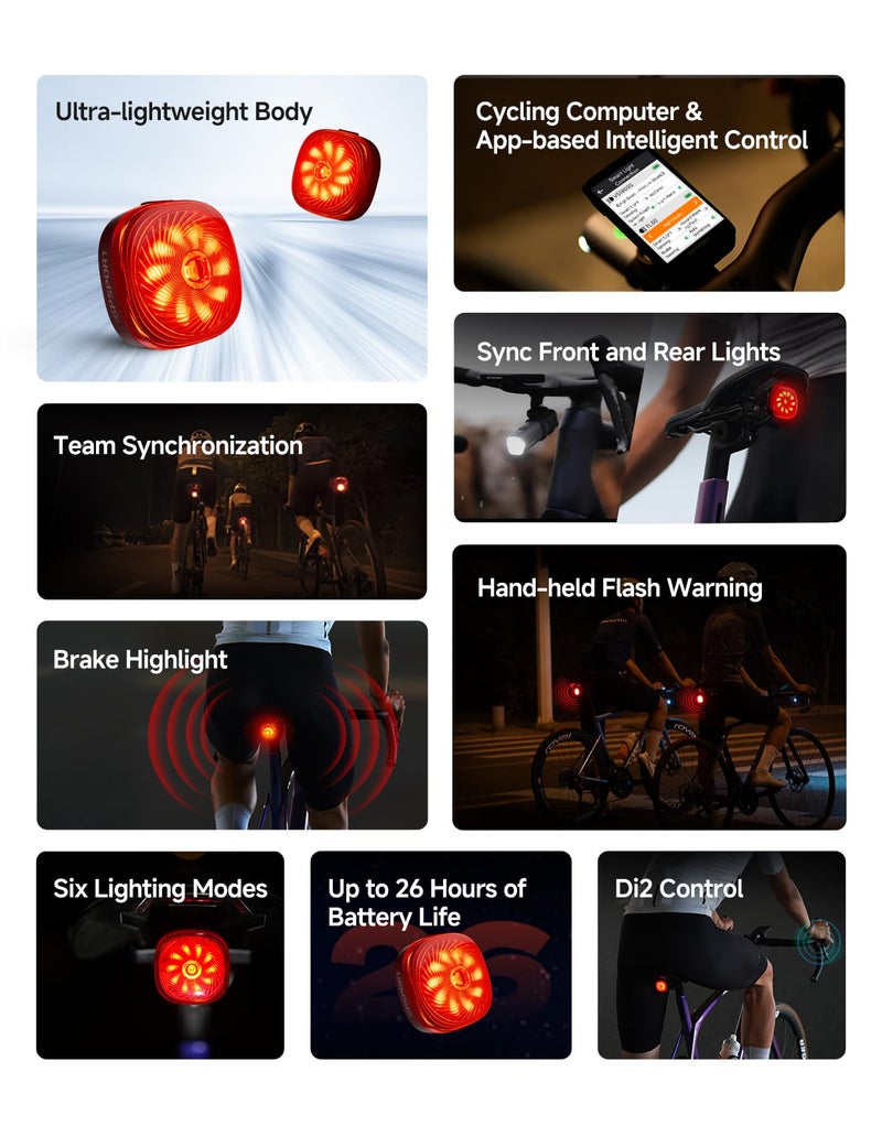 iGPSPORT TL50 Smart Bike Tail Light, Brake Parking Warning Shimano Control Bluetooth Rechargeable Rear Bike Light - Image 2