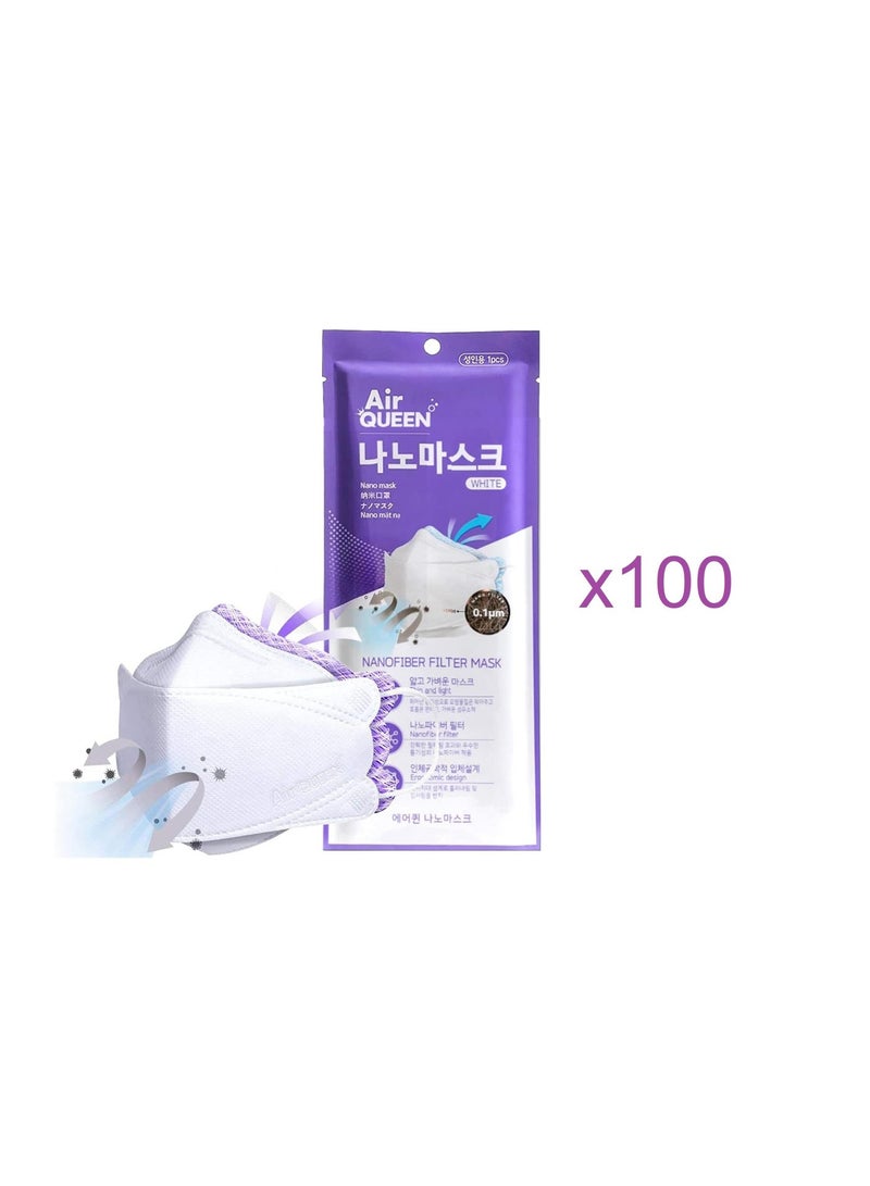 Air Queen Face Mask Nanofiber Filter, AirQueen Made in Korea Individually packed (100 Packs) - Image 1