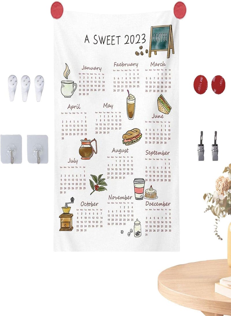GGOOT Calendar Tapestry - 12 Monthly Wall Calendar Tapestries - Tapestry Aesthetic Wall Hanging for Bedroom Living Room Dorm  - Image 1