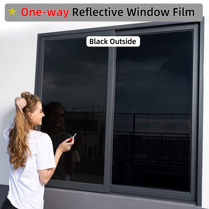FuFin One-Way Window Privacy Film with Installation Tools,Premium PET Material,Heat Control 99% UV Blocking and Privacy Protection and Blackout Window Film (Black, 17.5InchÃ—78.7Inch) - Image 3