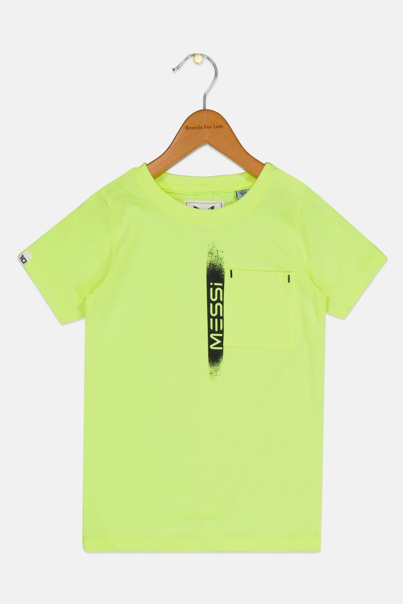MESSI Vingino x Messi Toddlers Boy Crew Neck Short Sleeve Top, Lime Green - Image 1