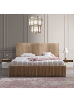 Hugo 180X200 King Bed Set Plus Dresser With Mirror And Pouf Plus 2 Nightstands Sturdy Modern Design Wooden Double Bedroom Set Furniture Comfortable Beds L 205x115x216 Cm Beige/Gold - pzsku/Z571CA68B5BDEBD1BA8F6Z/45/_/1710162643/4684adfe-696b-4e16-a69d-877008dbc28e