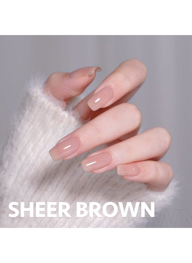 GAOY Jelly Nude Pink Gel Nail Polish, 16ml Sheer Natural Brown Translucent Color 1302 UV Light Cure Gel Polish for Nail Art DIY Manicure and Pedicure at Home - Image 3