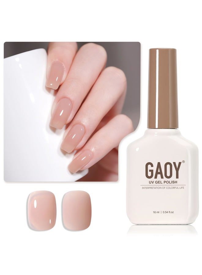 GAOY Jelly Nude Pink Gel Nail Polish, 16ml Sheer Natural Brown Translucent Color 1302 UV Light Cure Gel Polish for Nail Art DIY Manicure and Pedicure at Home - Image 1