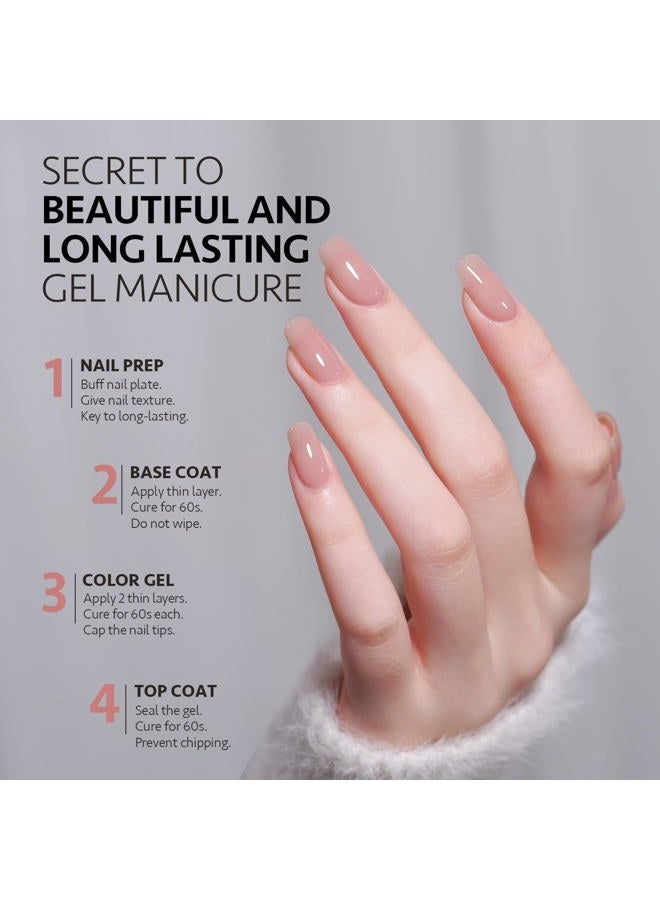 GAOY Jelly Nude Pink Gel Nail Polish, 16ml Sheer Natural Brown Translucent Color 1302 UV Light Cure Gel Polish for Nail Art DIY Manicure and Pedicure at Home - Image 5