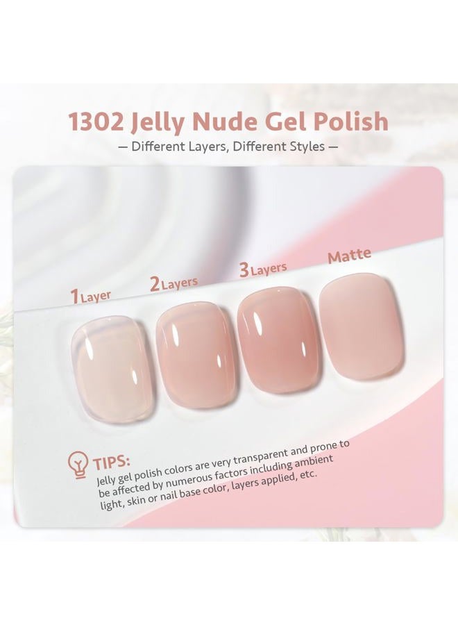 GAOY Jelly Nude Pink Gel Nail Polish, 16ml Sheer Natural Brown Translucent Color 1302 UV Light Cure Gel Polish for Nail Art DIY Manicure and Pedicure at Home - Image 2