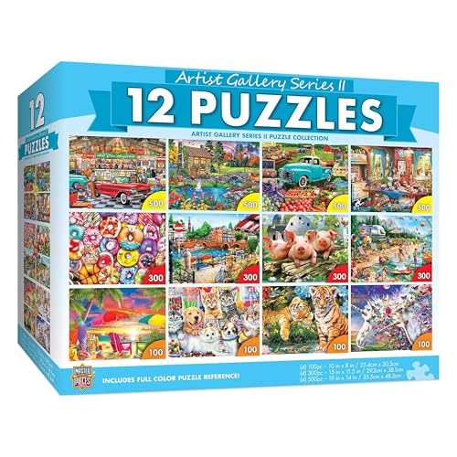 MasterPieces Jigsaw Puzzle 12Pack Bundle Set Artist Gallery Collection Series 2 Landscape and Animal Puzzles Family Fun for Adults and Kids - Image 1