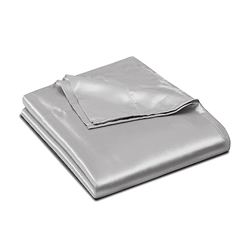 Ersmak Satin Flat Sheet Only, Single Flat Sheet King, Luxury & Ultra Soft Silky Bedding Top Sheet for King Mattress - Grey - Image 1
