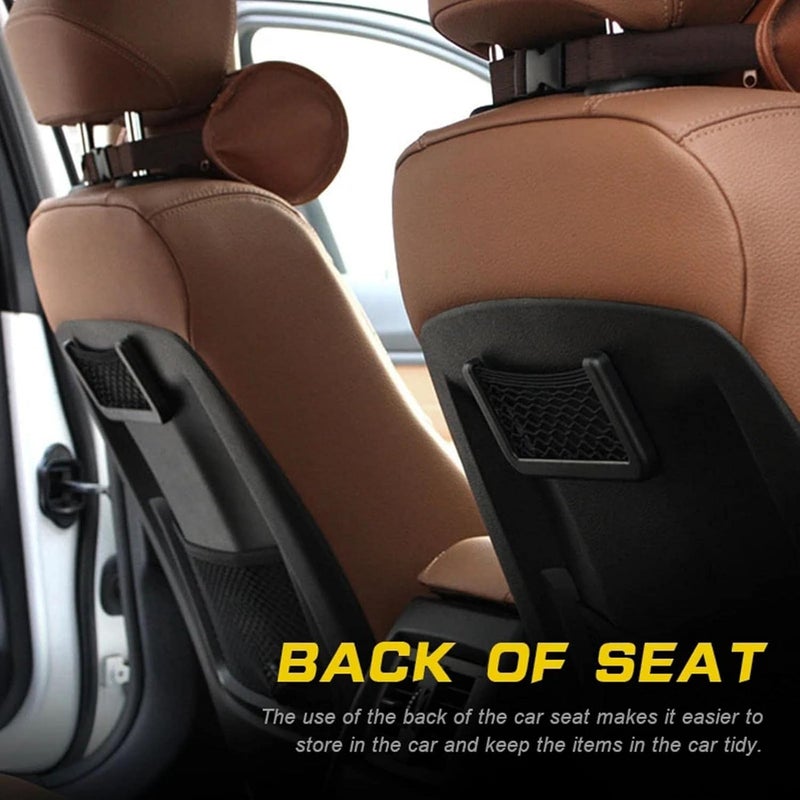 klarako Universal Car Seat Storage Net Bag, Resilient Car Seat Side Organizer, Auto Seat Storage Hanging Bag,Net Bag Mesh Pocket Organizer Stickon for Purse Bag Phone (L) - Image 3