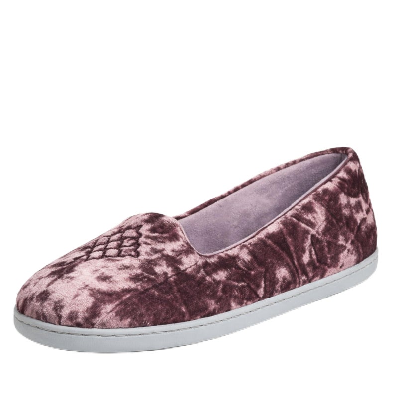 Dearfoams Women's Rebecca Lightweight Cozy Memory Foam Closed Back Slipper with Wide Widths, Plum Crushed Velvet, 7-8 - Image 3
