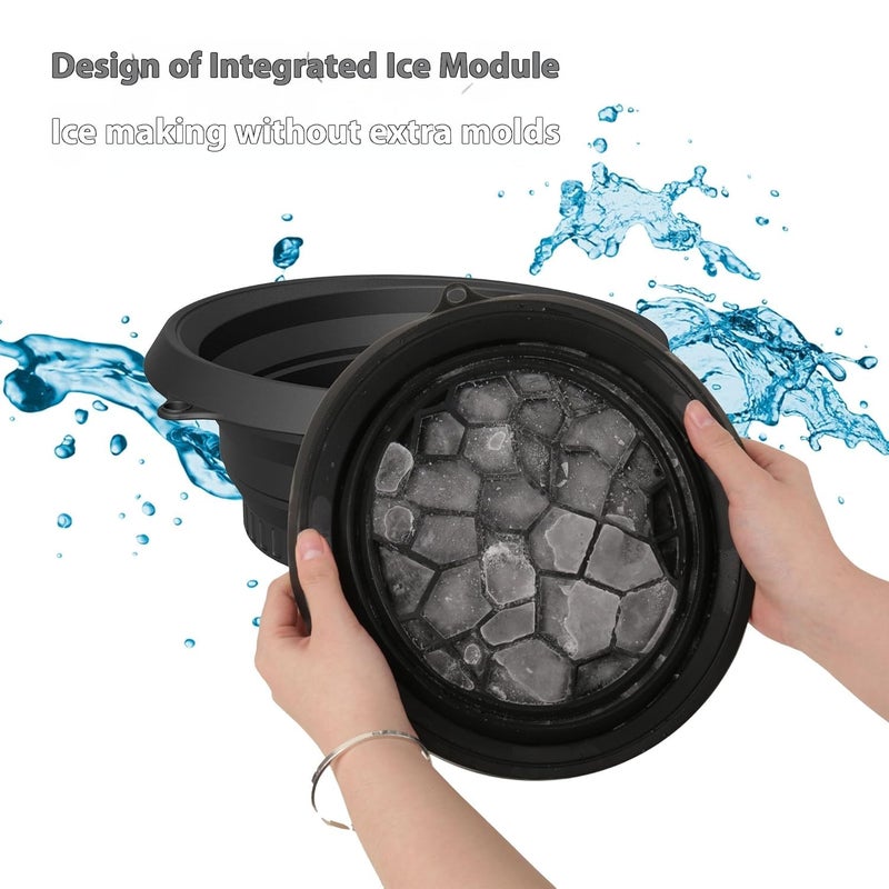 Suicune Face Bowl for Ice with Builtin Icetray Portable Foldable Silicone Ice Facial Bowl for Home Ice Bath Facial Plunge Bowl Black - Image 5