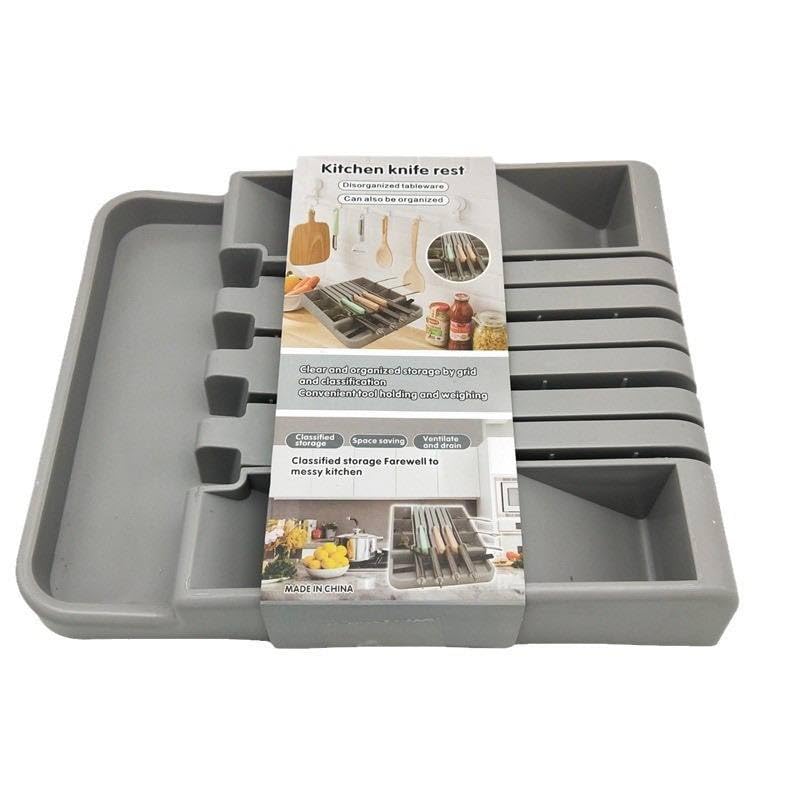 Generic Drawer Organiser Tray for Knives and Spoons, Grey, Kitchen Cutlery Storage, .sa - Image 2