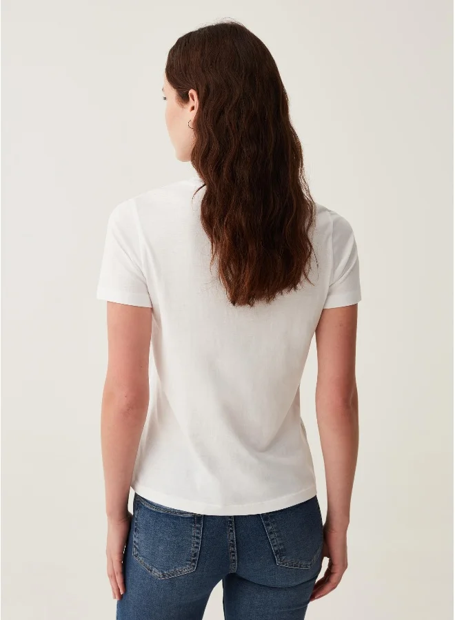 Ovs T-shirt with foliage foil print