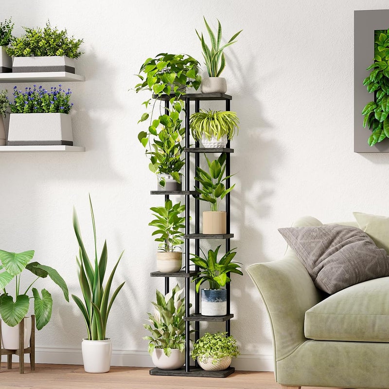 Bamworld Tall Plant Stand Indoor, Corner 7 Tier Metal Plant Shelf for Multiple Plants, Tiered Flower Pot Stands for Patio Garden Balcony Living Room Bedroom, Black - Image 2