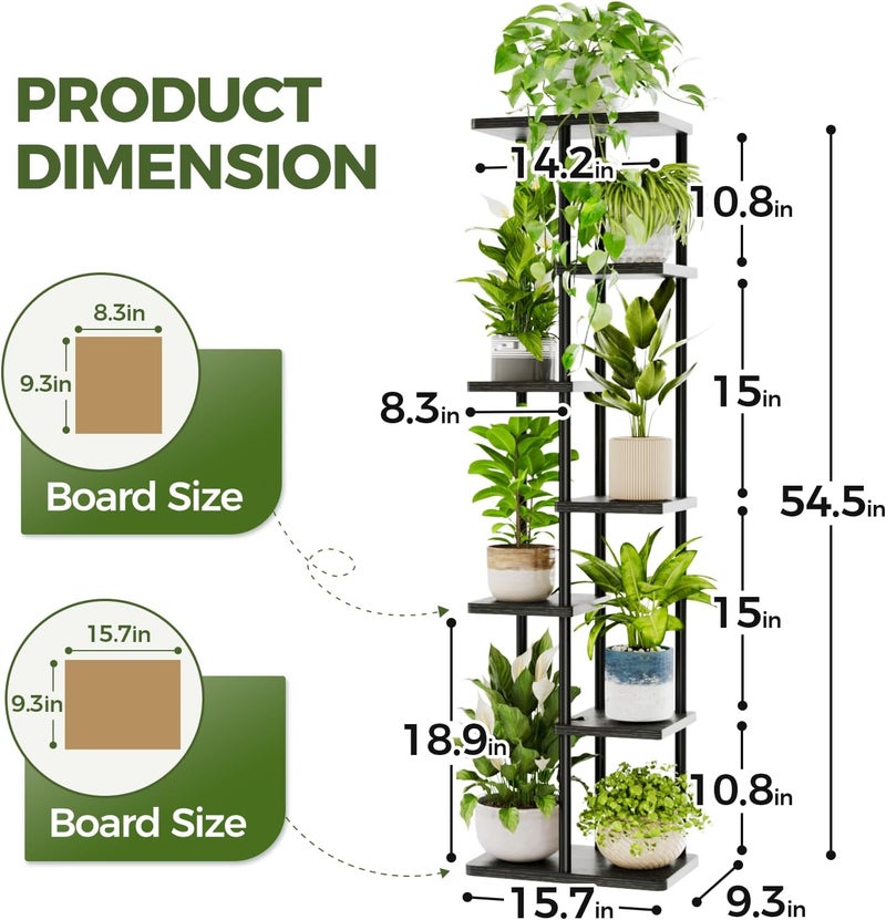 Bamworld Tall Plant Stand Indoor, Corner 7 Tier Metal Plant Shelf for Multiple Plants, Tiered Flower Pot Stands for Patio Garden Balcony Living Room Bedroom, Black - Image 3