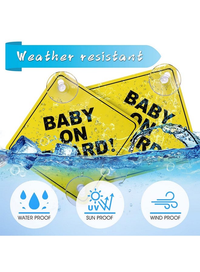 COBEE Baby On Board Signs With Double Suction Cups 2Pcs 5"X5" Reusable Safety Car Warning Signs Baby On Board Durable Kids On Board Car Sign Baby In Car Sticker For Car Window Cling - Image 5