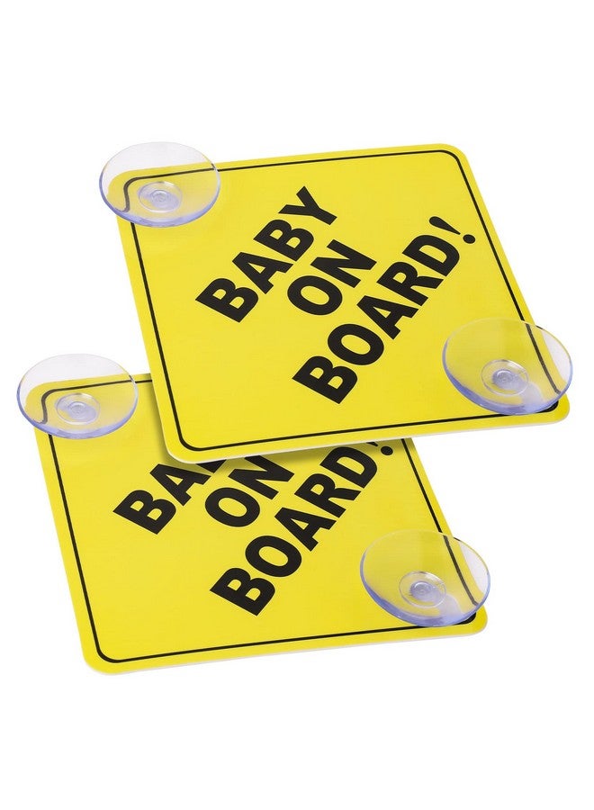 COBEE Baby On Board Signs With Double Suction Cups 2Pcs 5"X5" Reusable Safety Car Warning Signs Baby On Board Durable Kids On Board Car Sign Baby In Car Sticker For Car Window Cling - Image 1