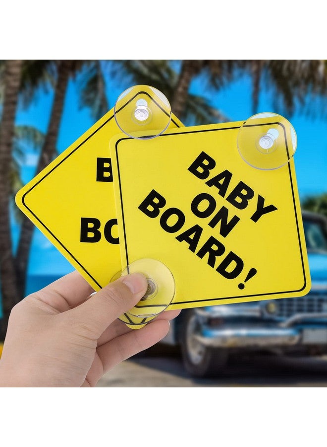 COBEE Baby On Board Signs With Double Suction Cups 2Pcs 5"X5" Reusable Safety Car Warning Signs Baby On Board Durable Kids On Board Car Sign Baby In Car Sticker For Car Window Cling - Image 3