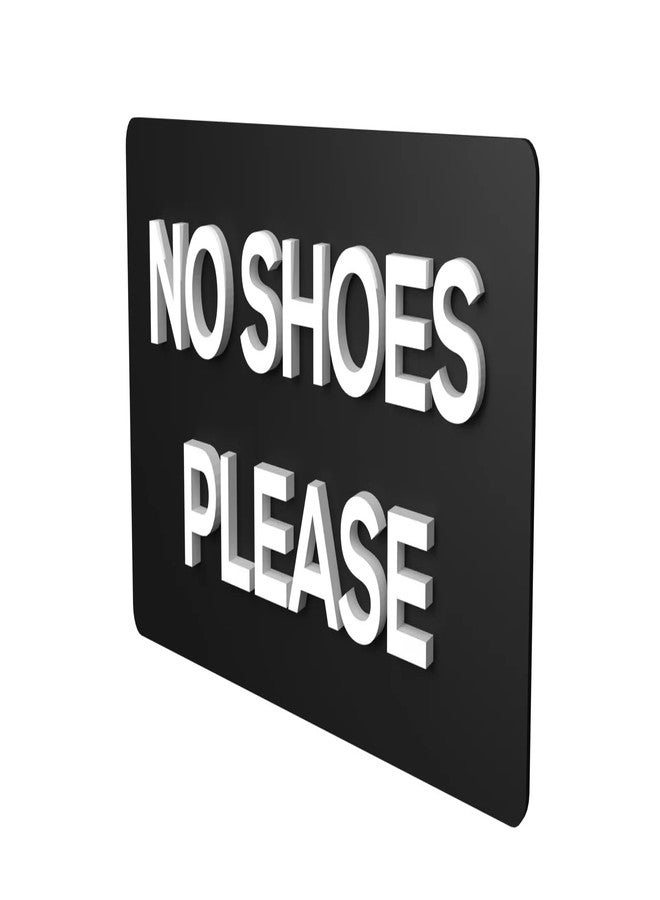 DECOR KAFE - 3D Acrylic Sign Board - "NO SHOES PLEASE" - Professional Shop & Office Signage (Waterproof) - 3mm Sheet, 3mm Letters, Easy Tape Installation (12" X 6", BLACK) - Image 1