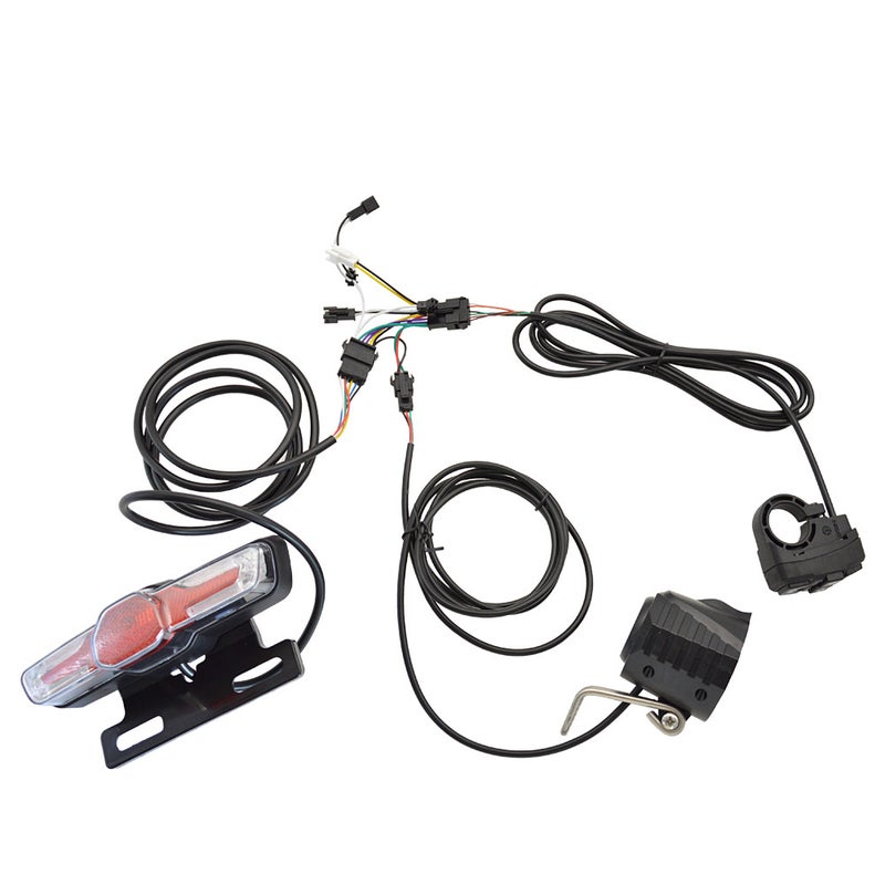 Bicycle Headlight and Tail Light Set Ebike Turn Signals Front and Back Light Electric Bike Light Horn Kits with Switch 24-48V - Image 1