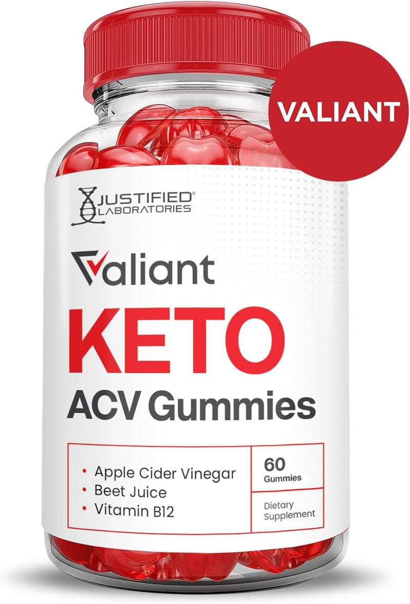 Justified Laboratories 5 Pack Valiant Keto ACV Gummies Advanced Formula 1000MG Valant Keto Gummies Apple Cider Vinegar Formulated with Pomegranate Beet Juice Powder B12 Vegan Non GMO 300 Gummys - Image 3