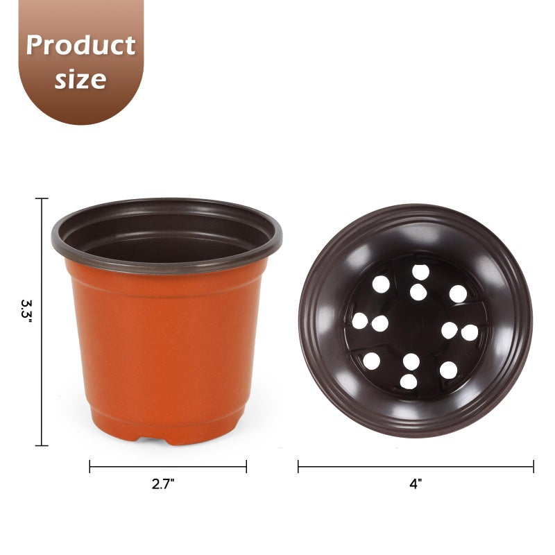 Hemikaki 300 Pack 4 Inch Plastic Nursery Pots For Plants  Small Seedling Pots Succulent Pots Flower Pots With Drainage Holes  Come With 300Pcs Plant Labels - Image 2