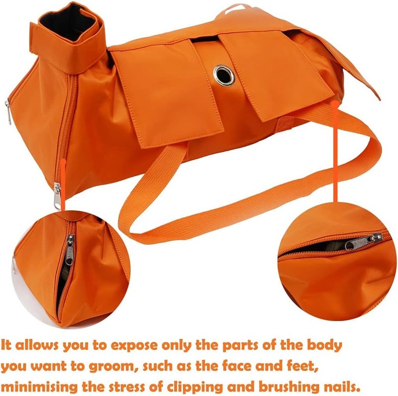 Luckam Cat Nail Trimming Restraint Bag - Anti-Scratching Grooming Bag for Medical Examination (Orange-M) - Essential Tool for Claw Care - Image 3