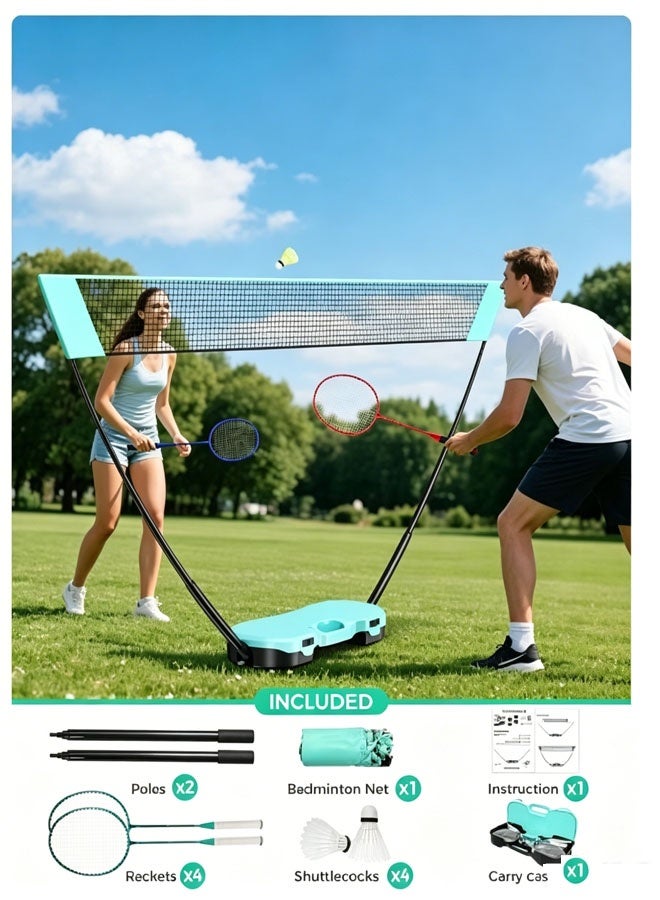 Bukela Badminton Net Set with Badminton Net,2 Rackets, 2 Shuttlecocks,Storage Case,Badminton Set for Indoor & Outdoor Games, Backyard Family Fun,Badminton Rackets Set - Image 2