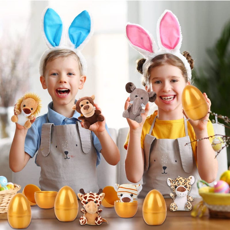 YUJUN 6pc Easter Eggs with Plush Animal Toys, Mini Stuffed Animals for Kids Party Favors, Basket Stuffers & Egg Fillers - Image 5
