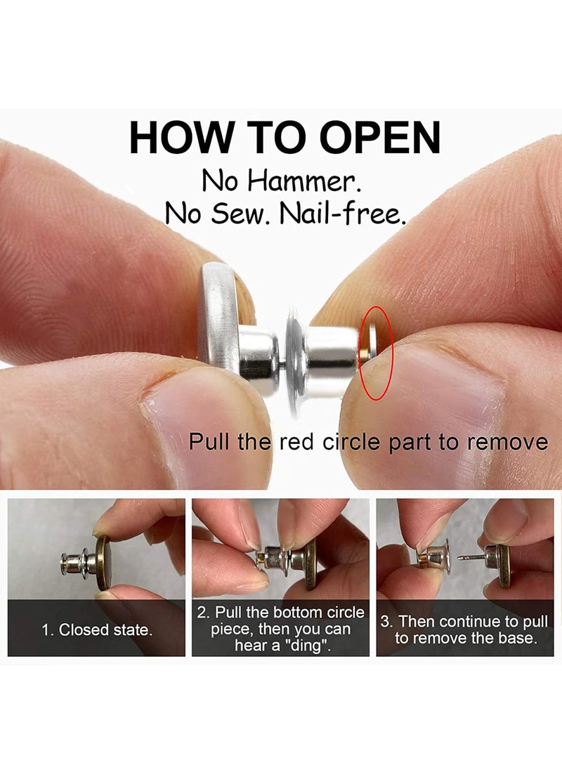 TOOVREN - [Upgraded] 8 Sets Jean Button Pins, TOOVREN Perfect Fit Jean Button Replacement Button Pins for Jeans Button Pin Instant Buttons for Pants Fashion Jean Swing Craft DIY, Easy to Use and No Tools Requi - Image 1