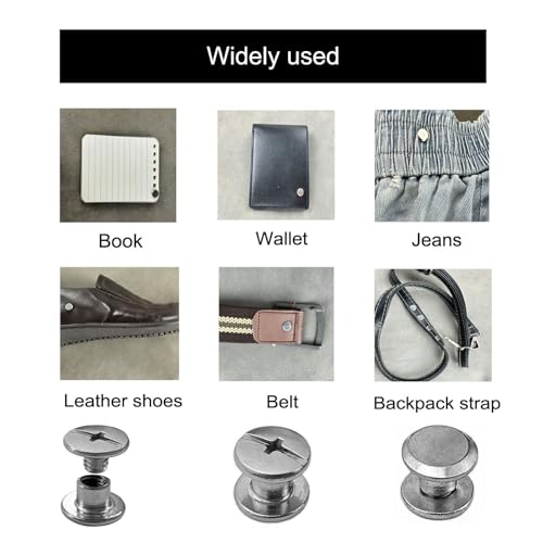 IDEALSV 304 Stainless Steel Chicago Screws 100 Pcs (50 Sets) Leather Rivets Screw Rivets Phillip Head Leather Bag, Book and Photo Album Binding Chicago Rivets Kits 5x4mm - Image 4