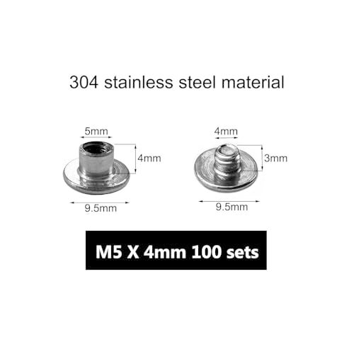 IDEALSV 304 Stainless Steel Chicago Screws 100 Pcs (50 Sets) Leather Rivets Screw Rivets Phillip Head Leather Bag, Book and Photo Album Binding Chicago Rivets Kits 5x4mm - Image 2