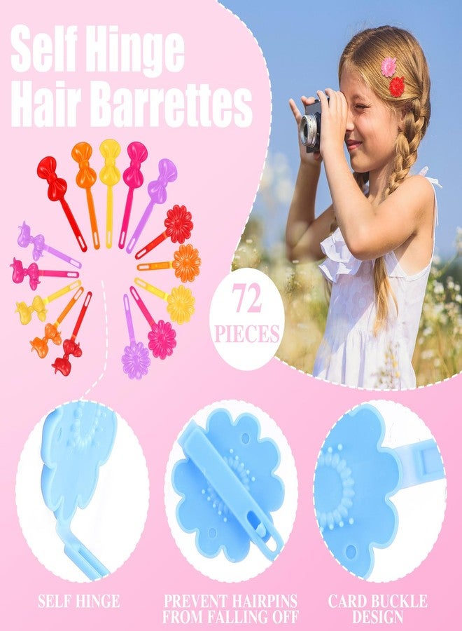 Janinka 72 Pcs Self-Hinge Plastic Hair Clips: 80s 90s Cartoon Colorful Cute Barrettes and Pins for Toddler Girls (Classic,Vibrant Color) - Image 3