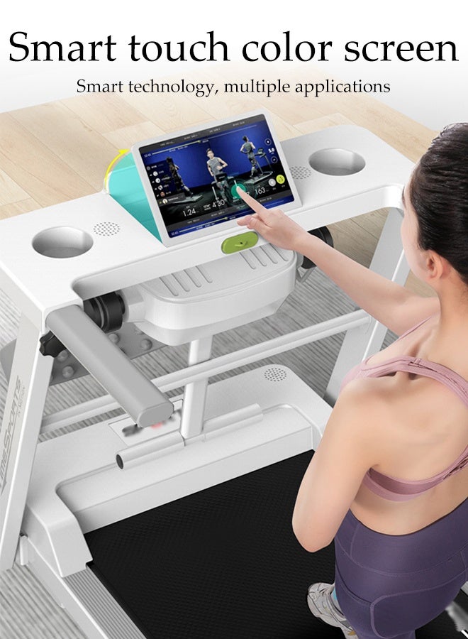 Spides Intelligent Electric Treadmill Multifunctional Household Foldable Walking Pad with Handrail and LED Screen Stereoscopic Surround Sound System Multiple Speed Changes Running Machine for Home Office Gym - Image 2