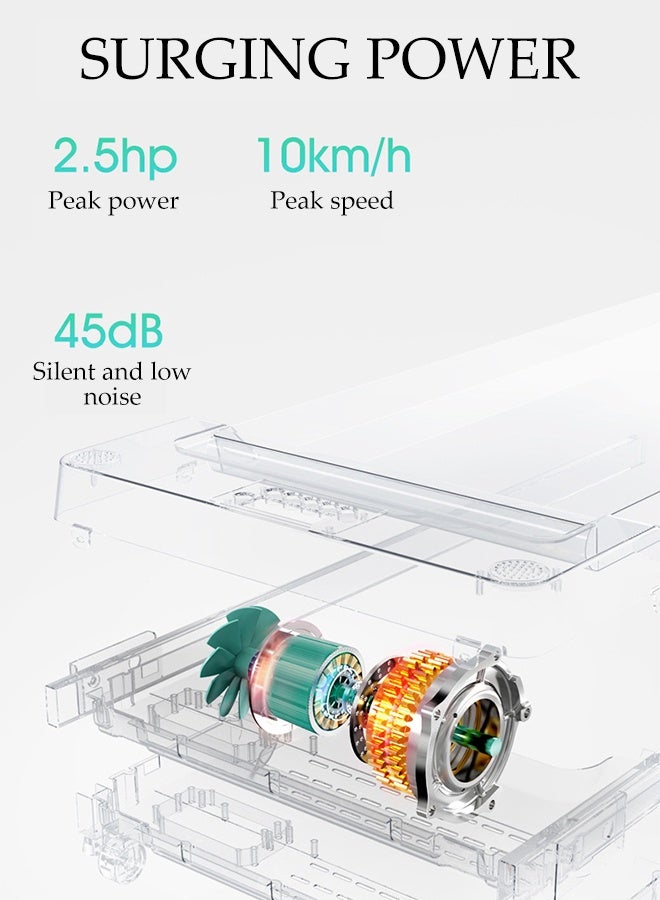 Spides Intelligent Electric Treadmill Multifunctional Household Foldable Walking Pad with Handrail and LED Screen Stereoscopic Surround Sound System Multiple Speed Changes Running Machine for Home Office Gym - Image 5