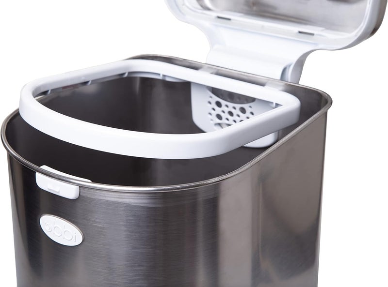 ubbi Pet Waste Pail, Cat Litter Disposal System, Odor Locking, Chrome - Image 3