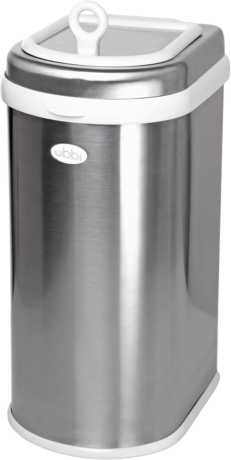 ubbi Pet Waste Pail, Cat Litter Disposal System, Odor Locking, Chrome - Image 1