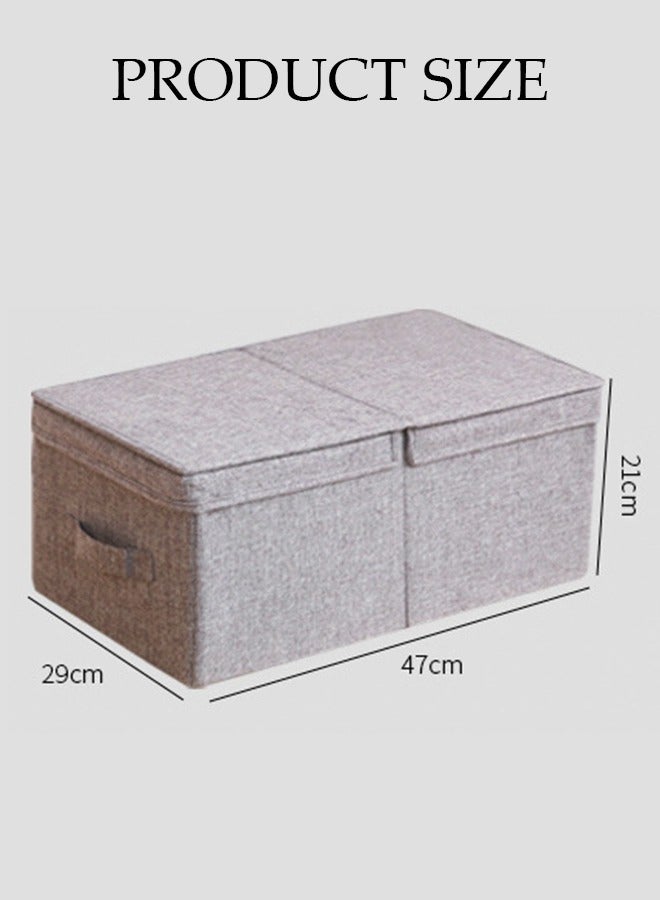 DUNISO 3-piece linen folding storage box with lid kit, large foldable organizer, stackable storage container, gray storage box for bedroom, living room, office  - Image 4
