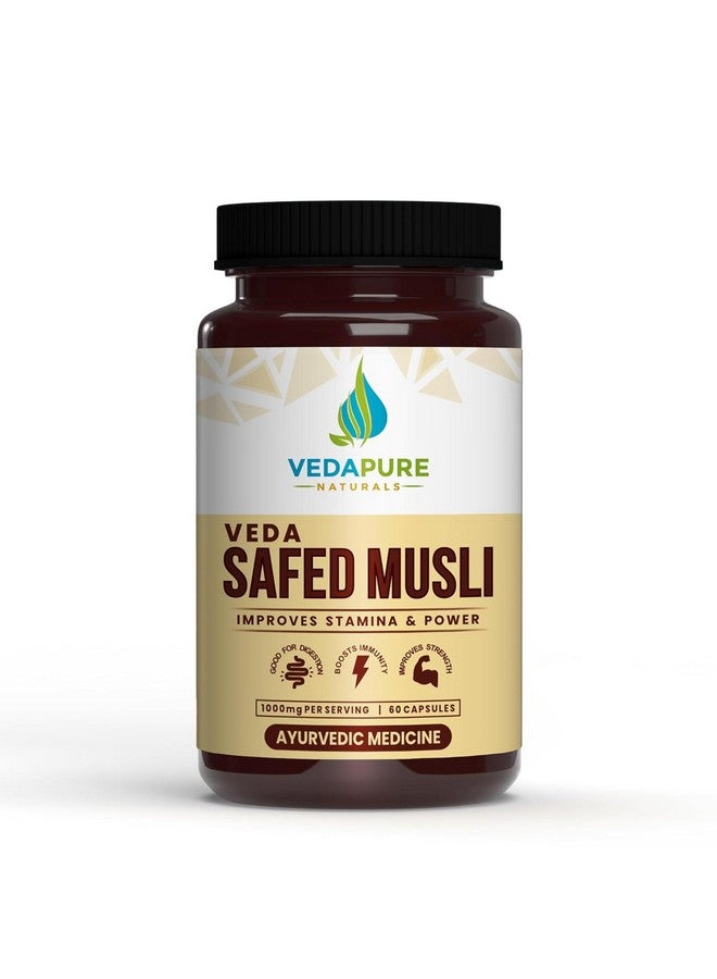 VEDAPURE كبسولات فيدا بيور الطبيعية من سافيد موسلي (1000 ملغ) - 60 كبسولة، مستخلص فيدا سافيد موسلي لتعزيز المناعة، مستوى الطاقة، تحسين أداء الجسم والعظام الصحية للرجال والنساء - Image 1