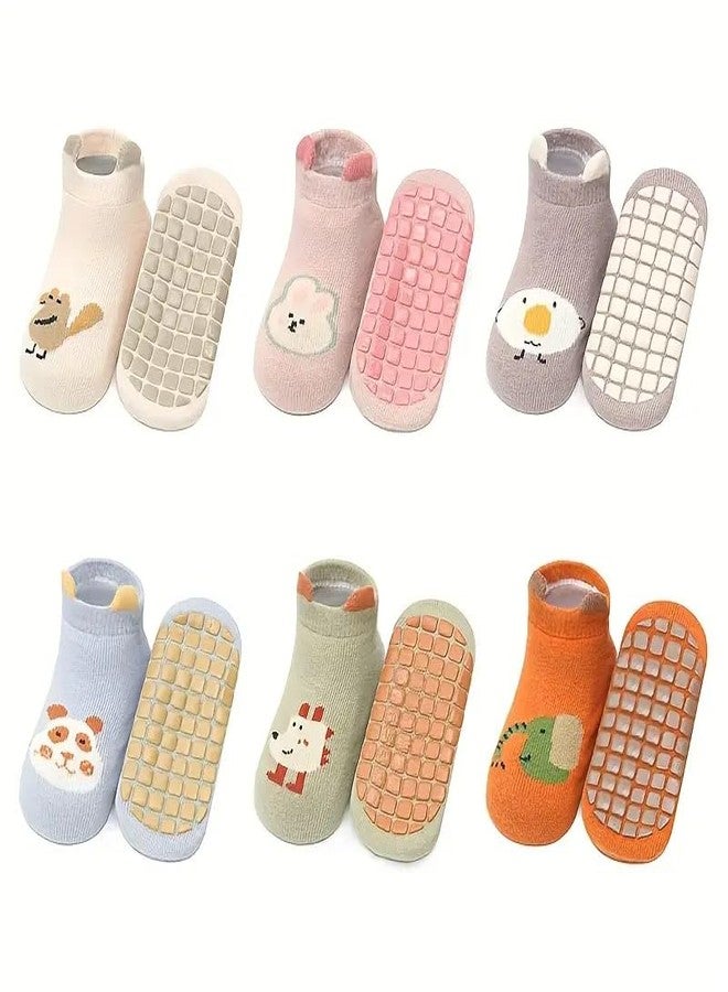 Style Keepers 5 Pair Baby Socks for Boys & Girls 1-3 Years | Toddler Cartoon Socks with Anti Slip Silicone Sole | Comfortable Lycra Cotton Non Slip Grip Ankle Socks | Multicolor Multi Design - Image 1