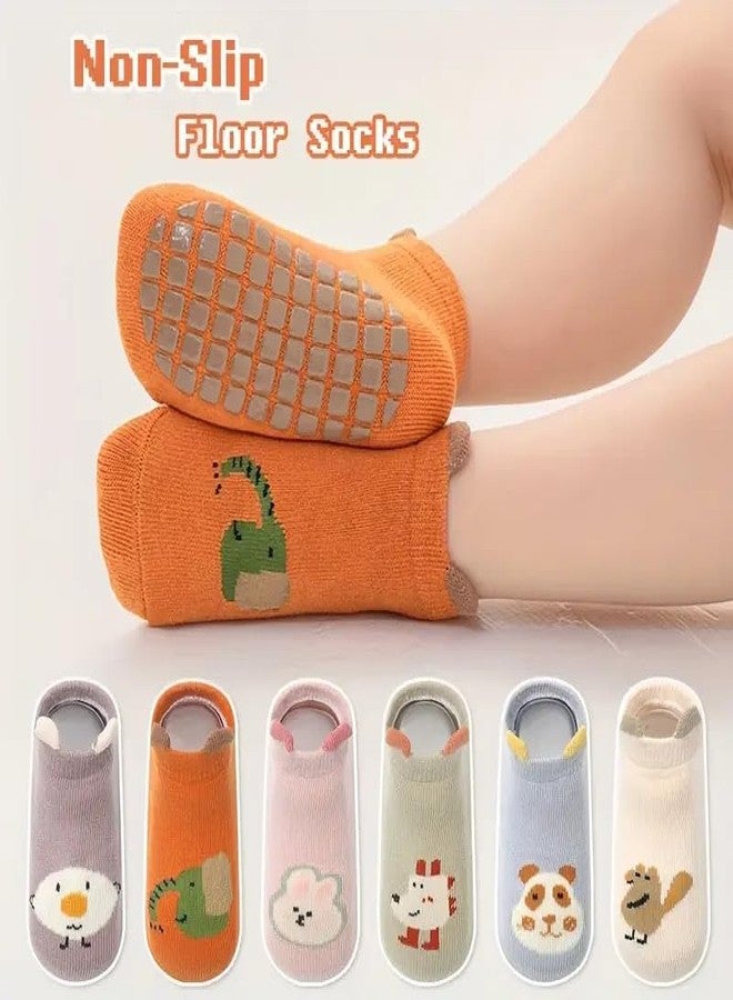 Style Keepers 5 Pair Baby Socks for Boys & Girls 1-3 Years | Toddler Cartoon Socks with Anti Slip Silicone Sole | Comfortable Lycra Cotton Non Slip Grip Ankle Socks | Multicolor Multi Design - Image 4