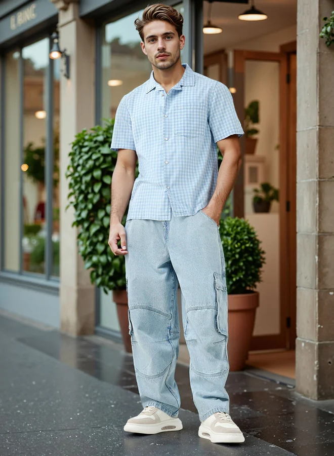 Lee Cooper Lee Cooper Regular Fit Checked Collared Shirt