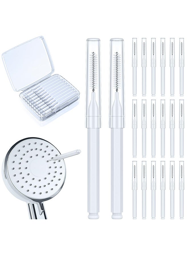 Peachjoy فرشاة تنظيف رأس الدش للفتحات الصغيرة، أداة تنظيف رأس الدش متعددة الوظائف، فوهة مضادة للاحتباس مع صناديق تخزين، فرش تنظيف رأس الدش للاستخدام المنزلي في الحمام، بيضاء - Image 1